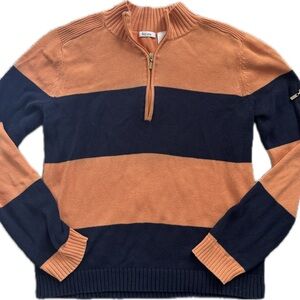 liz & co. Women's Bold Stripe Zip-Up Sweater